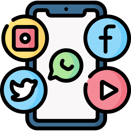 Freelance Digital Marketing Analyst in Kochi social media management icon featuring Instagram, Facebook, WhatsApp, Twitter, and video marketing platforms.
